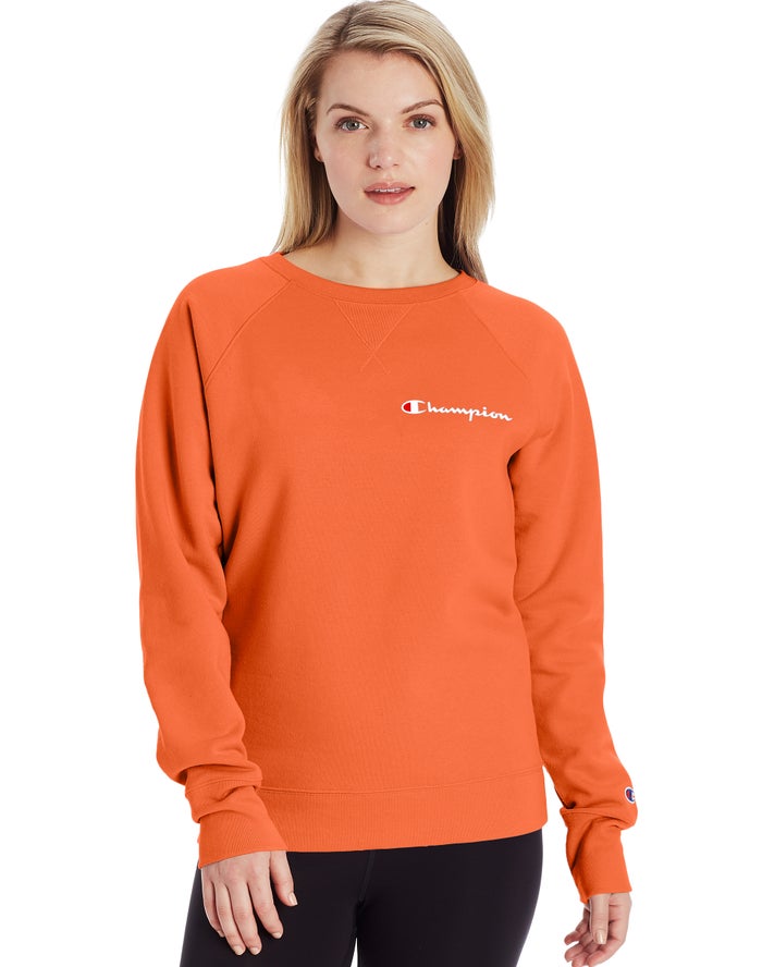 Sudadera Champion Mujer - Powerblend Fleece Classic Crew Script Logo ( Naranjas ) 2194537-SR